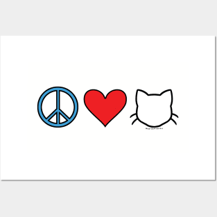 Peace Love Cats - White Posters and Art